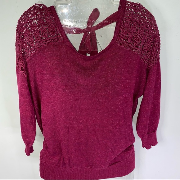 Reitmans Maroon sparkly long sleeve lace shirt S - Picture 1 of 9